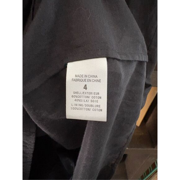 Theory Black Silk Blend Clasp Front Midi Dress Size 4 - Picture 4 of 5